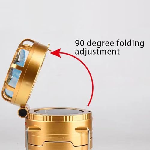 5-in-1 Portable LED Camping Lantern with Fan, Solar/USB Rechargeable, Lightweight ABS (Silver, 17.7X10X7.7cm) I14171