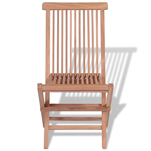 Folding Patio Chairs Set of 4 Solid Teak Wood U652406