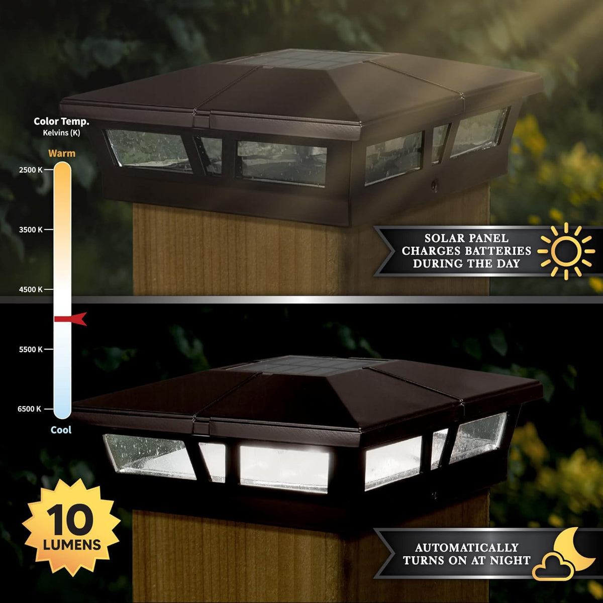 6x6 Brown Aluminum Solar Post Cap E7896