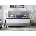 King Grey Linen Vertical Tufted Platform Bed E5003