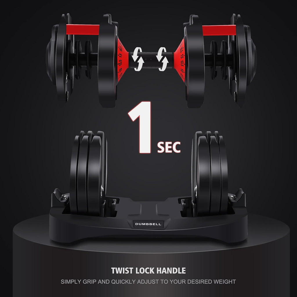 53LB 15 in 1 Adjustable Dumbbell Set with Anti-Slip Handle I85558