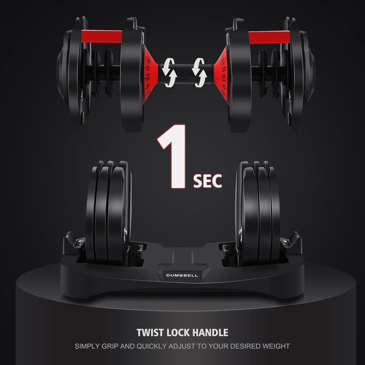 53LB 15 in 1 Adjustable Dumbbell Set with Anti-Slip Handle I85558