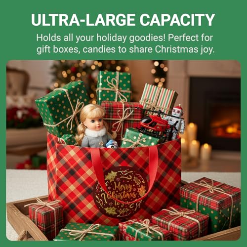 20 Pack Assorted Sizes Non-Woven Christmas Gift Bags with Handle K637