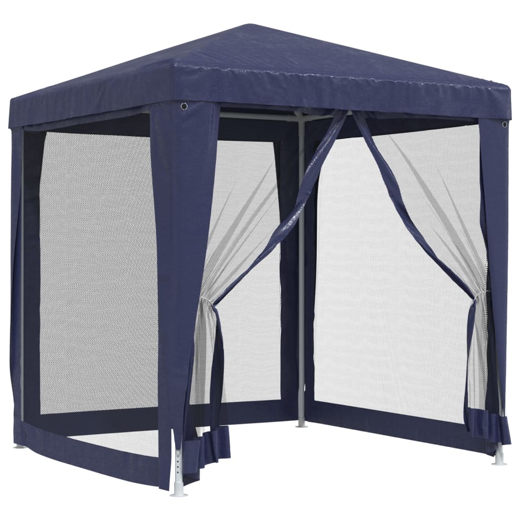 Blue 6.6'x6.6' HDPE Party Tent with 4 Mesh Sidewalls C405