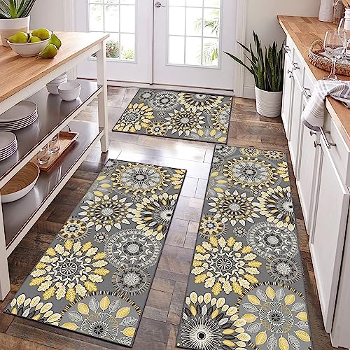 Farmhouse Kitchen Rugs Sets of 3, Non Slip Washable Kitchen Mat R25529