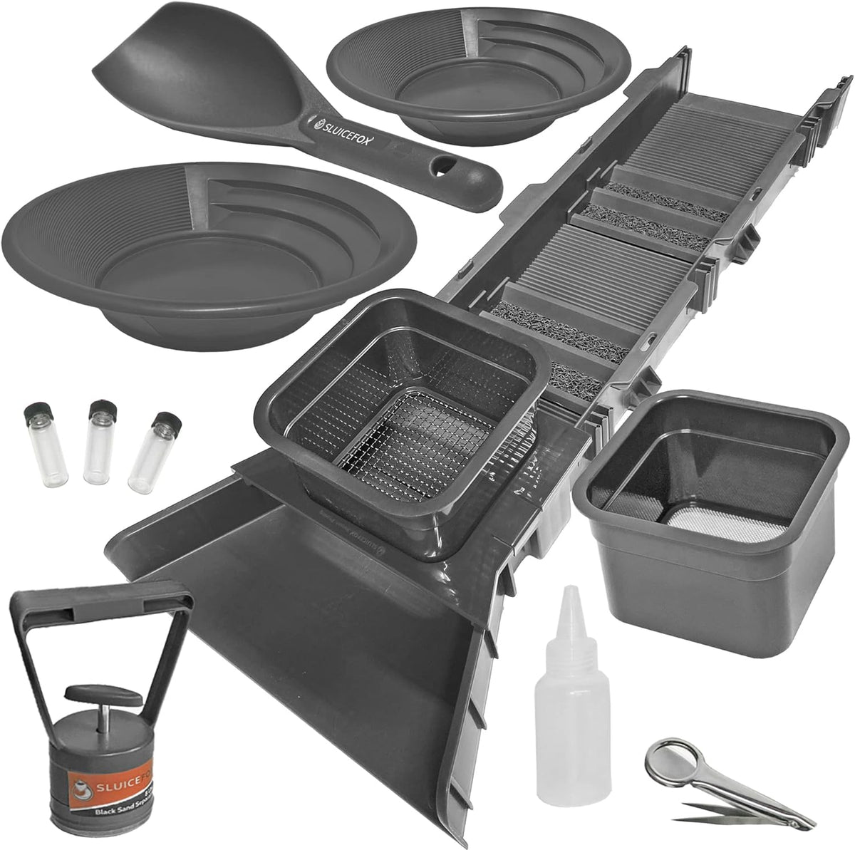 Compact Gold Panning Kit with 2 Classifier Sifting Pans (Black) K482814