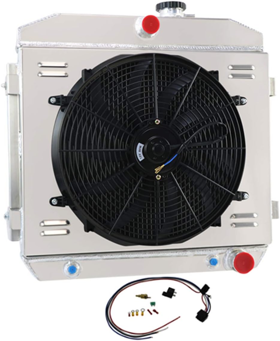4 Row All Aluminum Radiator with Fan Shroud and Thermostat Relay Kit C680