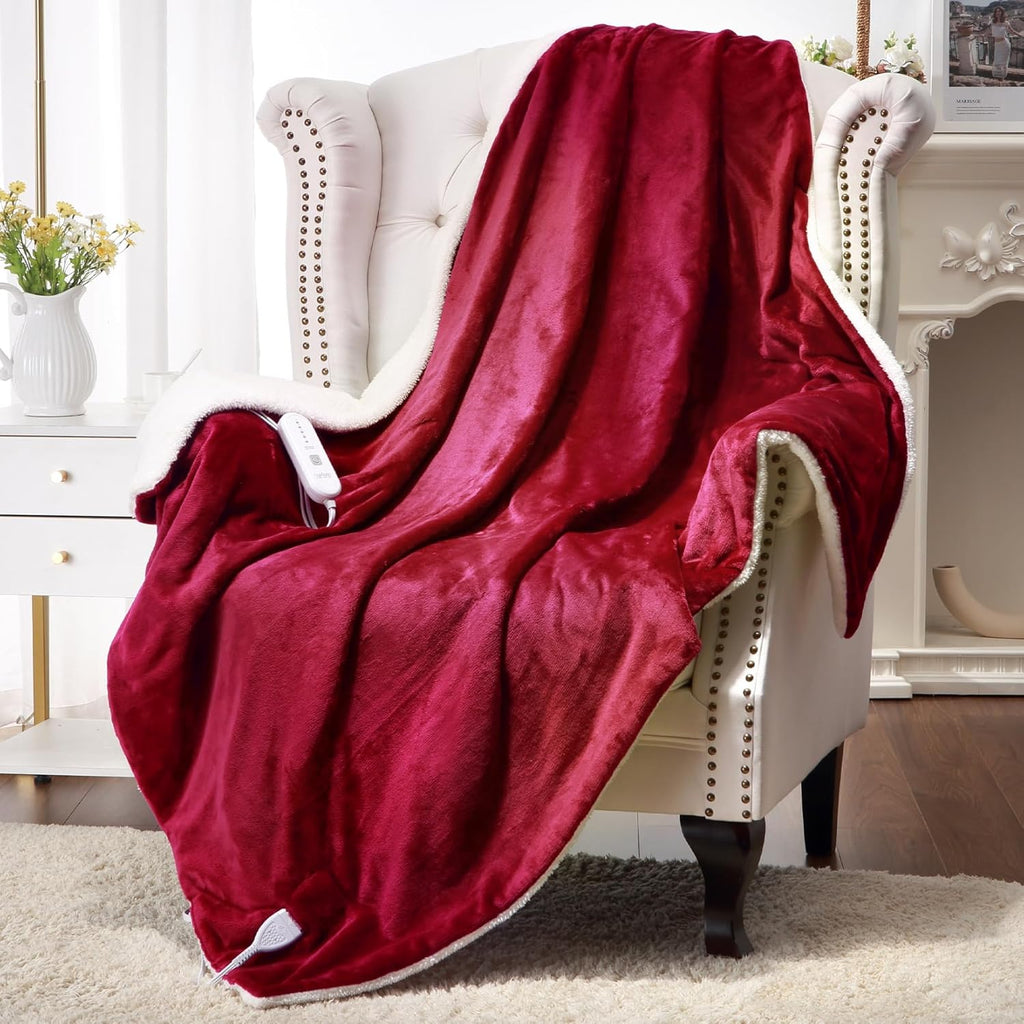 Red Flannel Electric Heated Throw Blanket 50" x 60" M1695