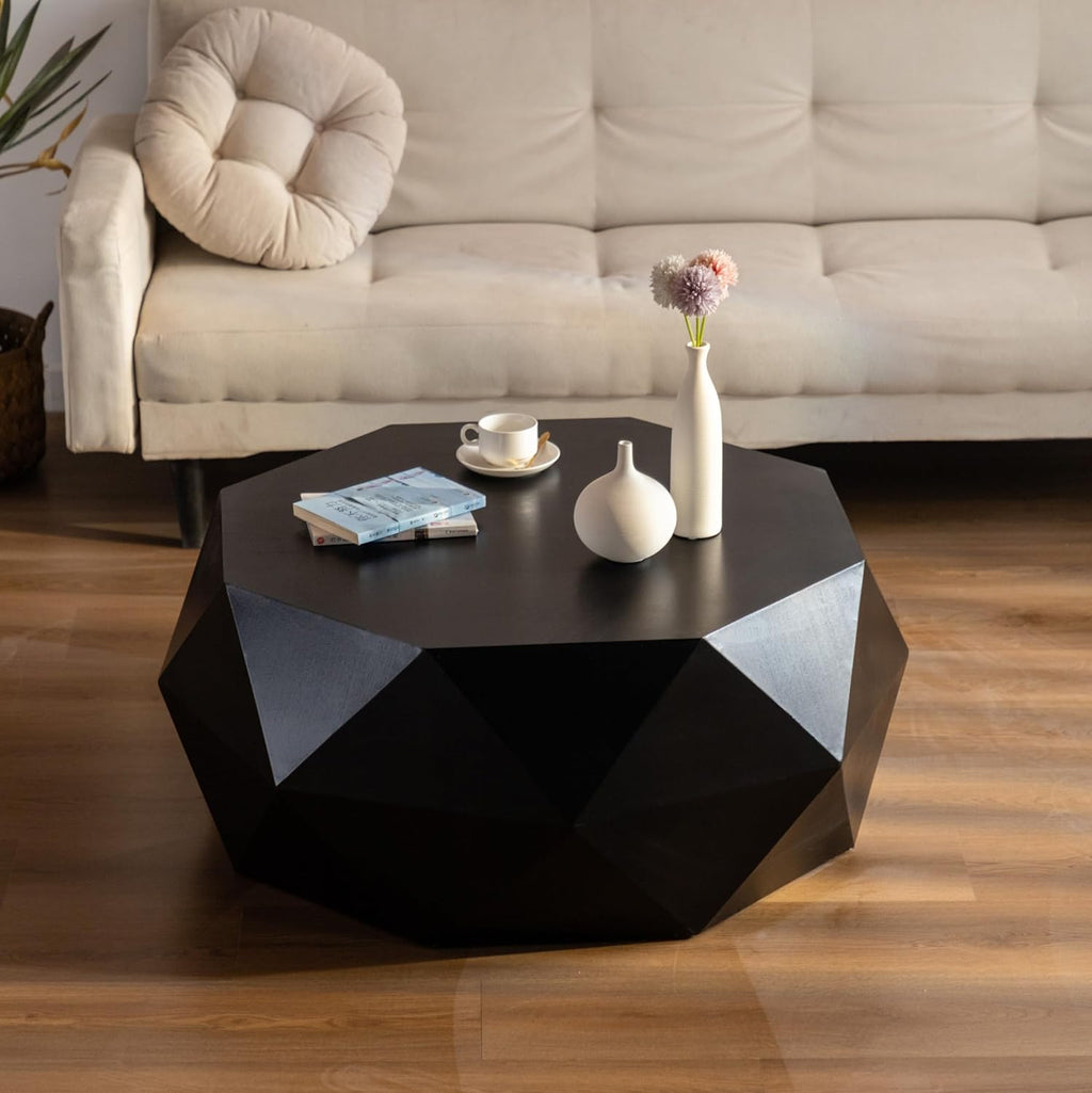 Black Round Wood Coffee Table C650