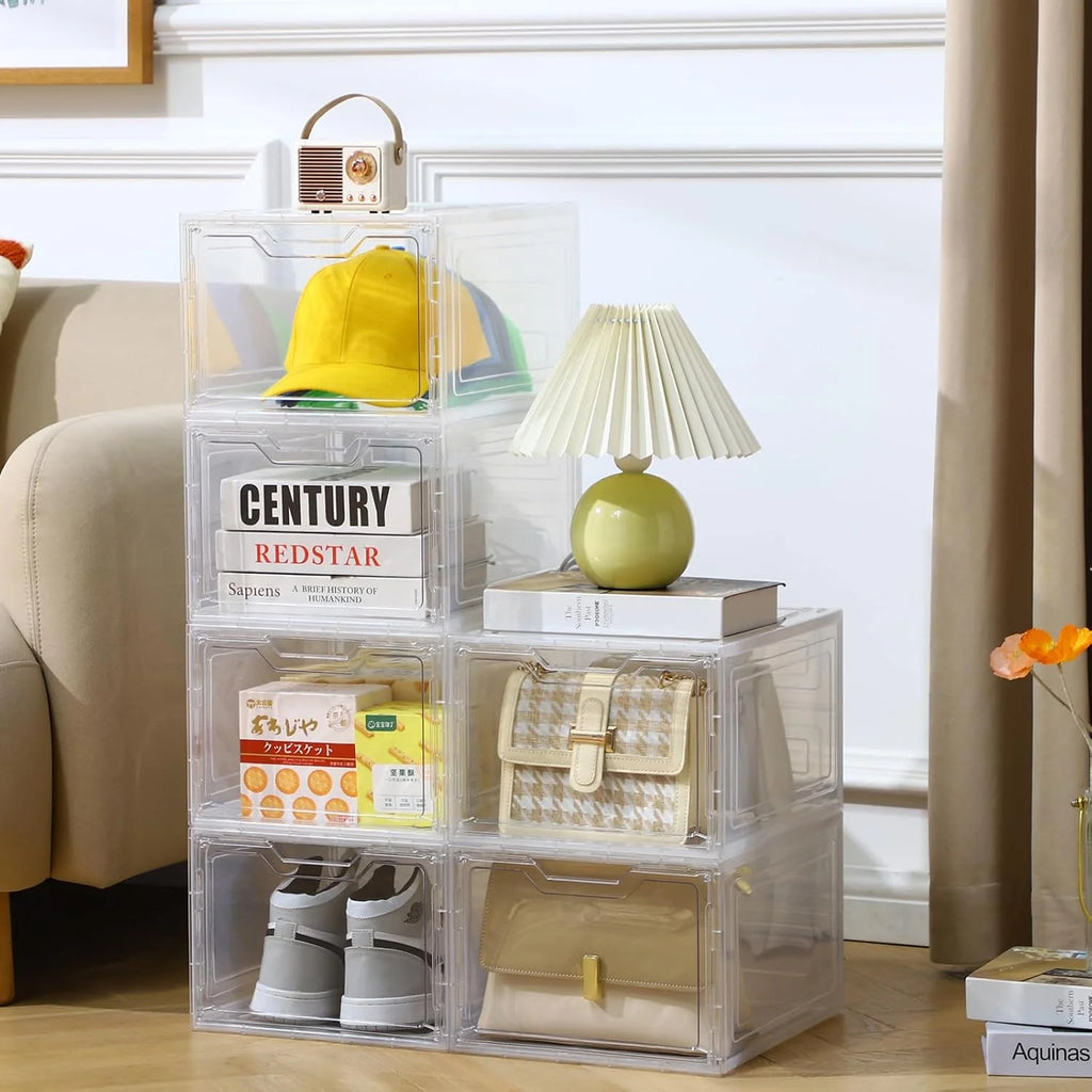 6 Pack Clear Stackable Plastic Storage Bins with Lids B545578