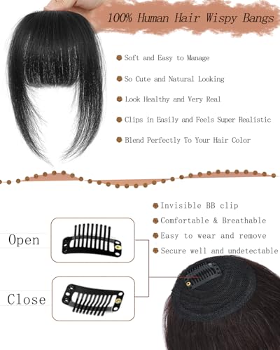 100% Real Human Hair Wispy Bangs Light Brown K923663