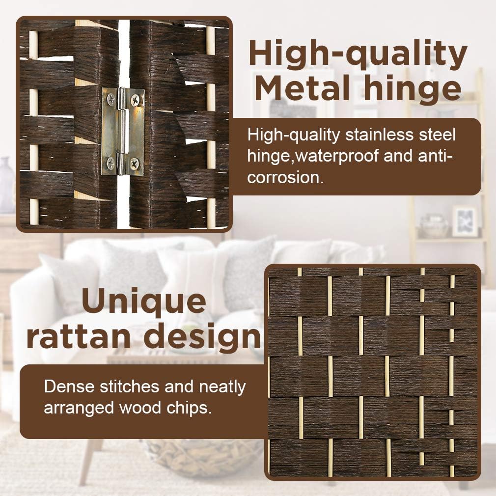 Brown 6 Panel Wooden Folding Room Divider with Shelves S412161