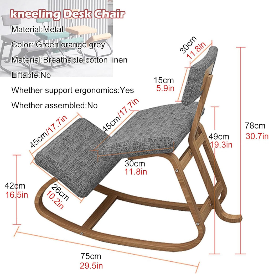 Gray Ergonomic Kneeling Chair with Back Support U63955
