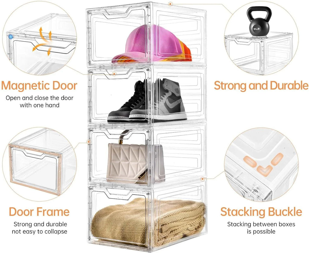 6 Pack Clear Stackable Plastic Storage Bins with Lids B545578
