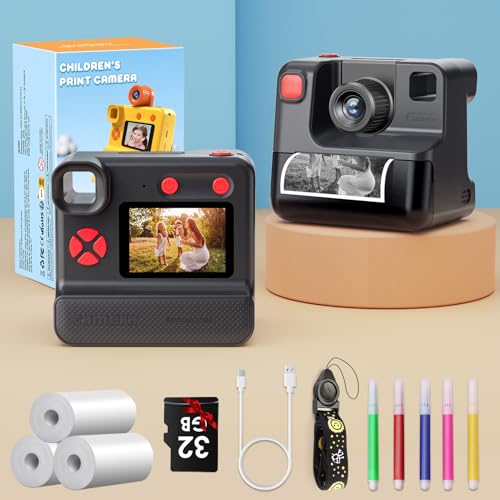 Blue FHD Selfie Digital Video Camera with 3 Rolls Print Paper & 32G Card K731