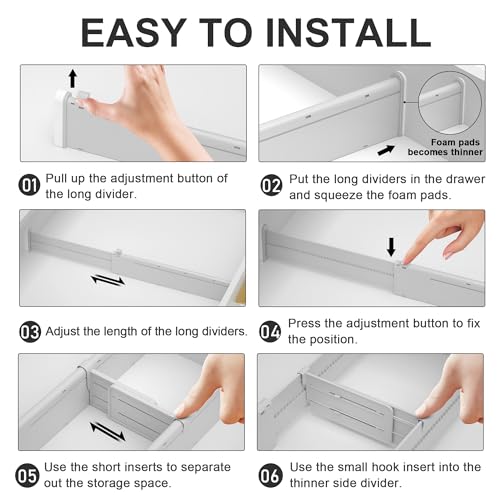 Gray Adjustable Drawer Dividers with Inserts X564809