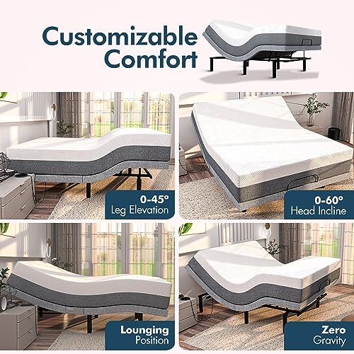 Split King Adjustable Bed Frame with Cooling Gel Mattress M81935
