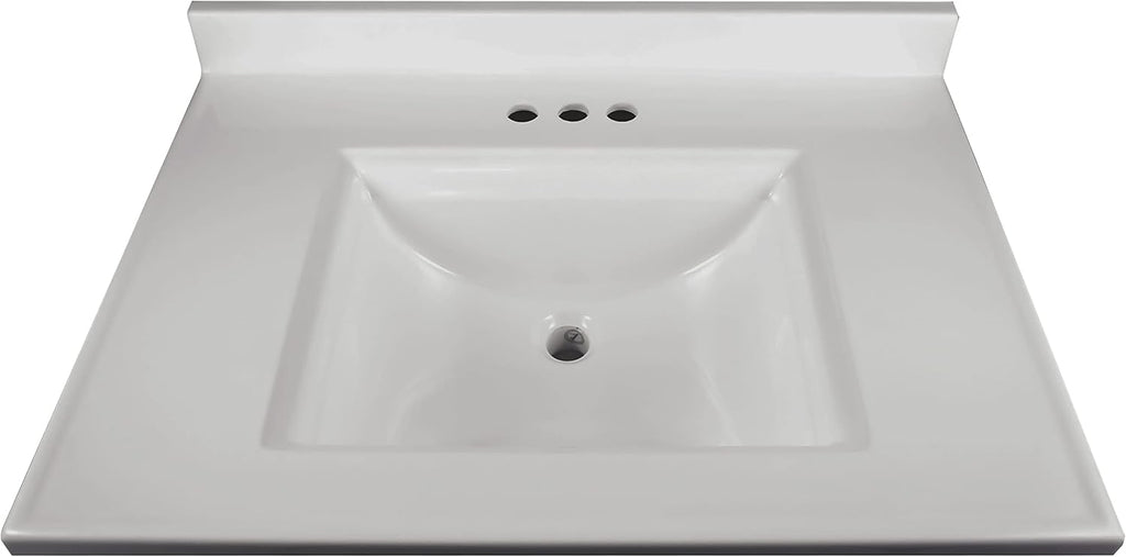 White 2-Door Bathroom Cultured Marble Vanity Top O454