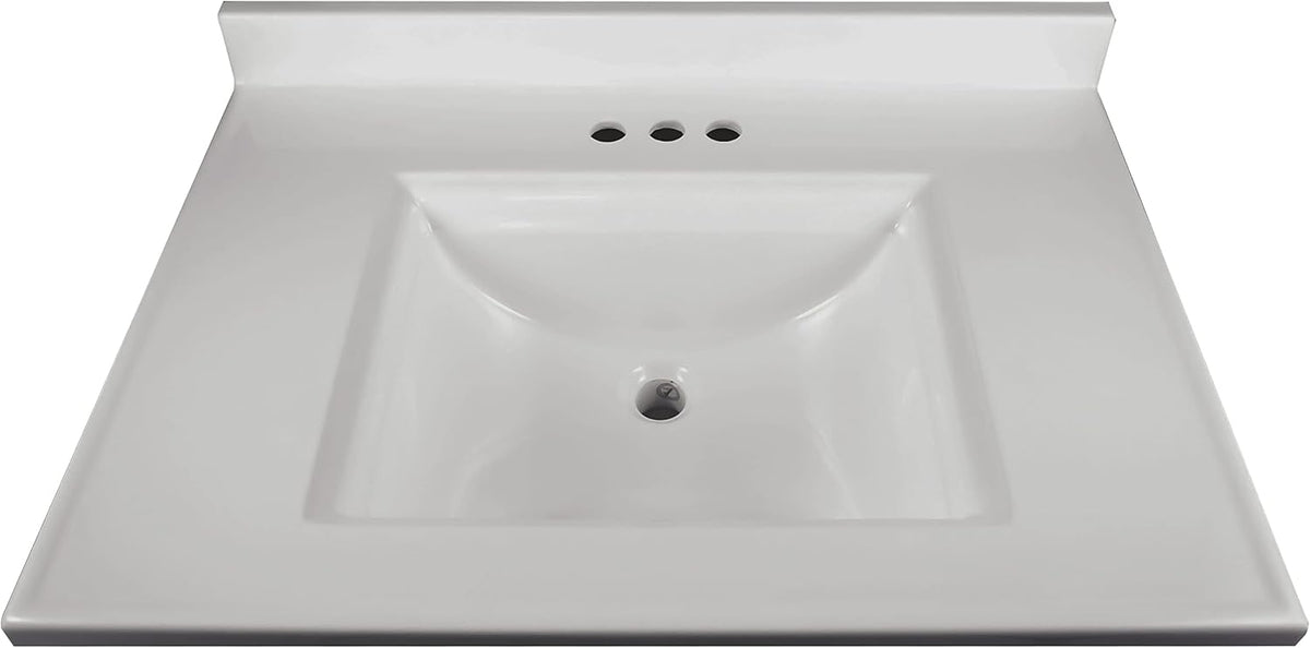White 2-Door Bathroom Cultured Marble Vanity Top O454
