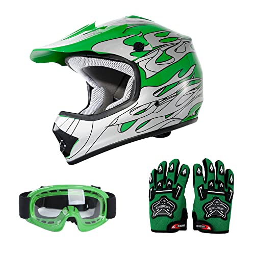 Red Spider Design Motorcycle Helmet with Goggles and Gloves Small D323
