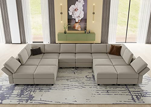 Oversized Modular U Shaped Sectional Sofa with Storage Velvet Black X99662