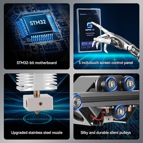 Silver 3D Printer, 5in Touch Screen, Print Size 8.7x8.7x9.8 Inch M695809