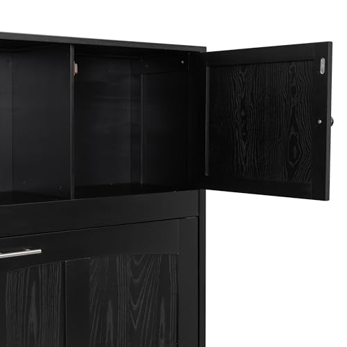 Black Full Horizontal Murphy Bed with Shelves and Storage Bookcase Z733736