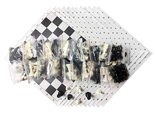 Tournament Chess Set with Filled Chess Pieces and Black Roll-Up Vinyl Chess Board E76572