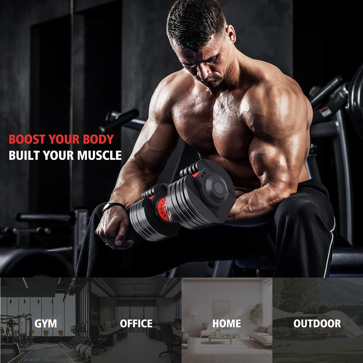 53LB 15 in 1 Adjustable Dumbbell Set with Anti-Slip Handle I85558