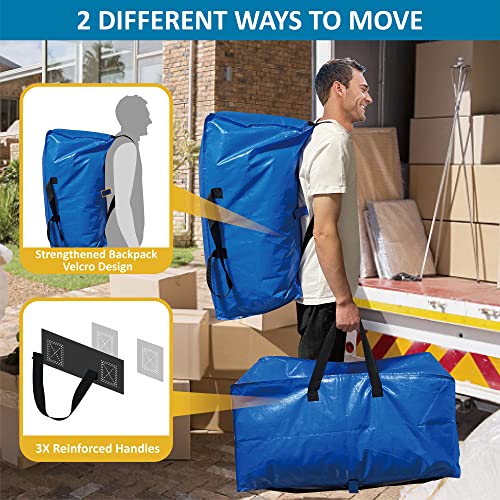 6 Pack Heavy Duty Extra Large Moving Bags with Backpack Straps & Vacuum Storage Bags Z169