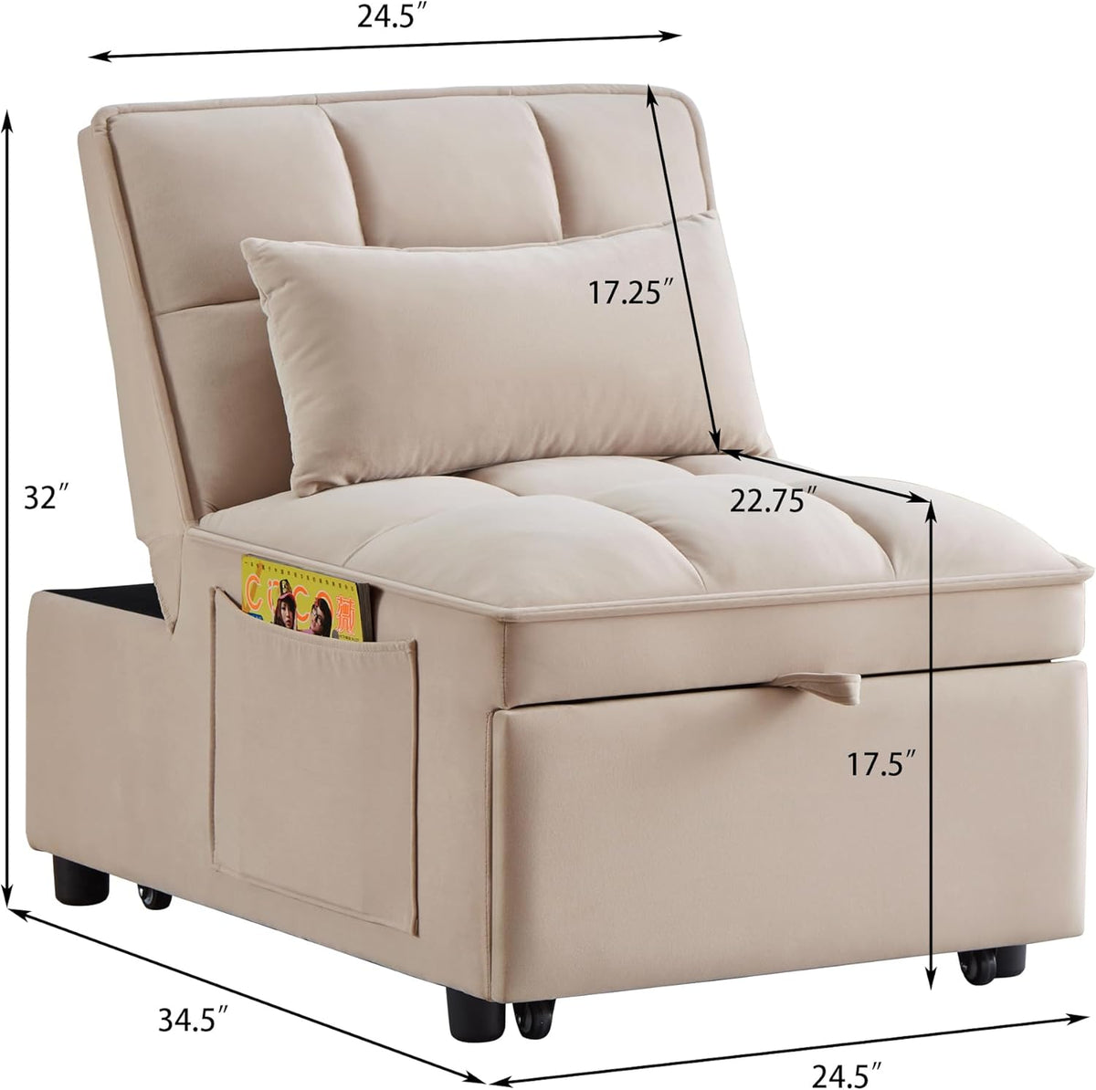 Gray Folding Single Sofa Bed C1156