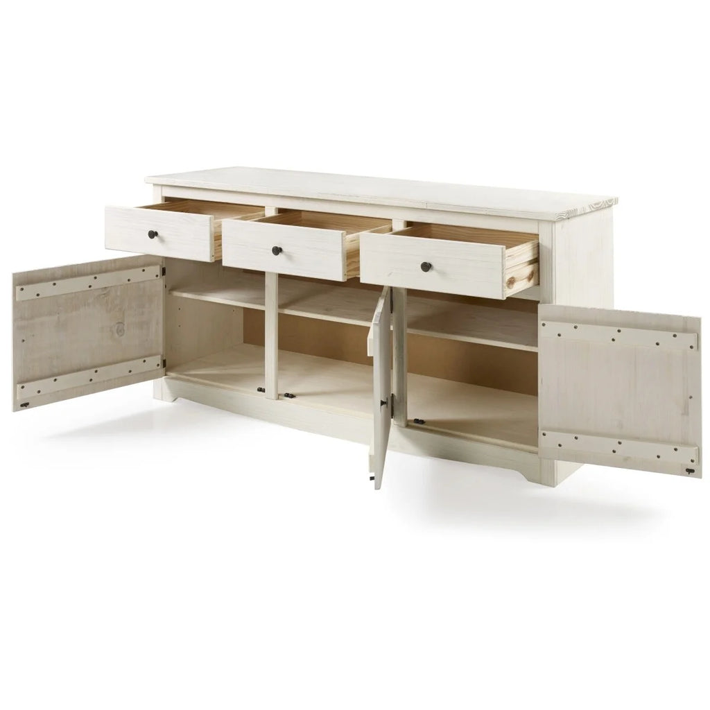 White Distressed Wood Buffet Sideboard O856