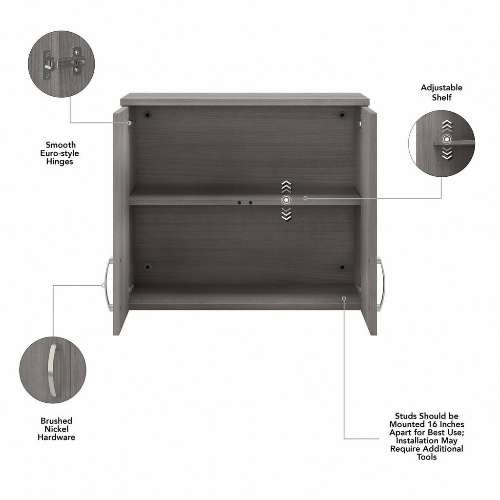 Platinum Gray Wall Cabinet with Doors and Shelves Y769312