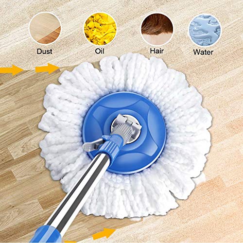 Mop Bucket with Wringer Set, Stainless Steel Handle, 5 Microfiber Replacement Heads, 1 Floor Brush Mop Head W928752