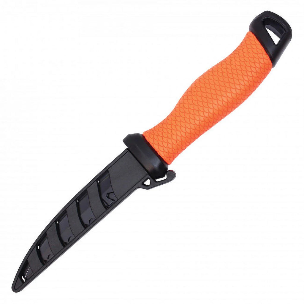 10.5" Gut Hook Filet Knife Orange Handle with Black Sheath T767