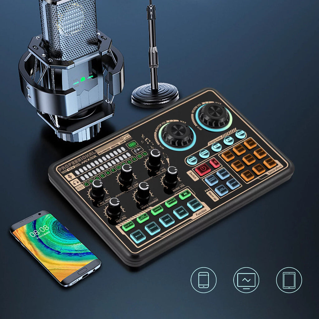 Sound Effects Board Audio Interface with Voice Changer and LED Lights O60151