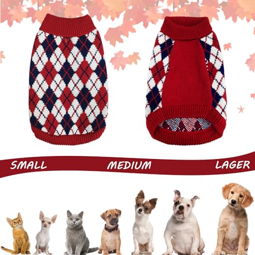 Red Argyle Knit Dog Sweater V262769