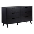 Black 6 Drawer Wood Dresser A9018