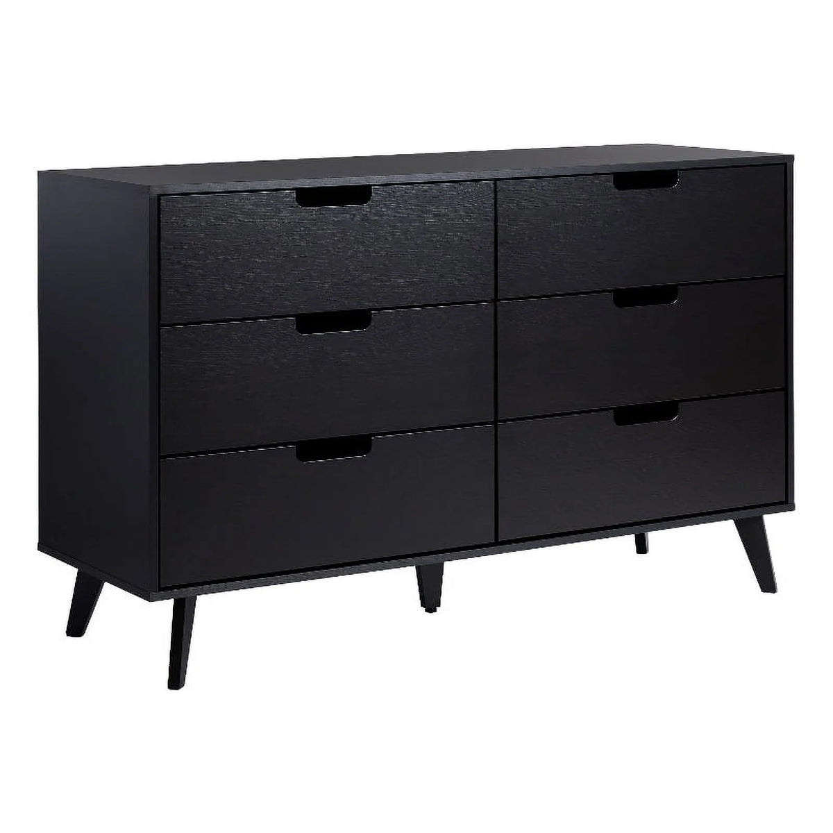Black 6 Drawer Wood Dresser A9018