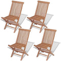 Folding Patio Chairs Set of 4 Solid Teak Wood U652406