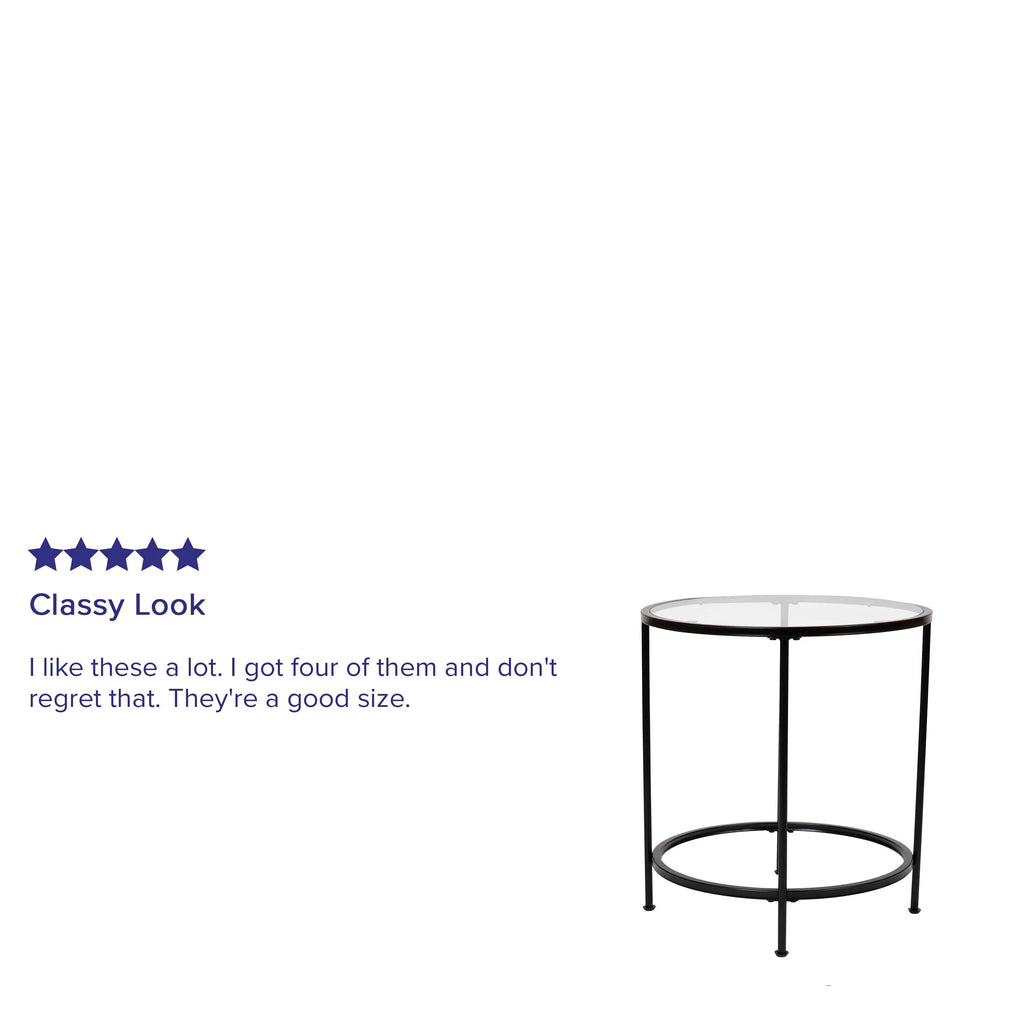 Clear Matte Black End Table V225632