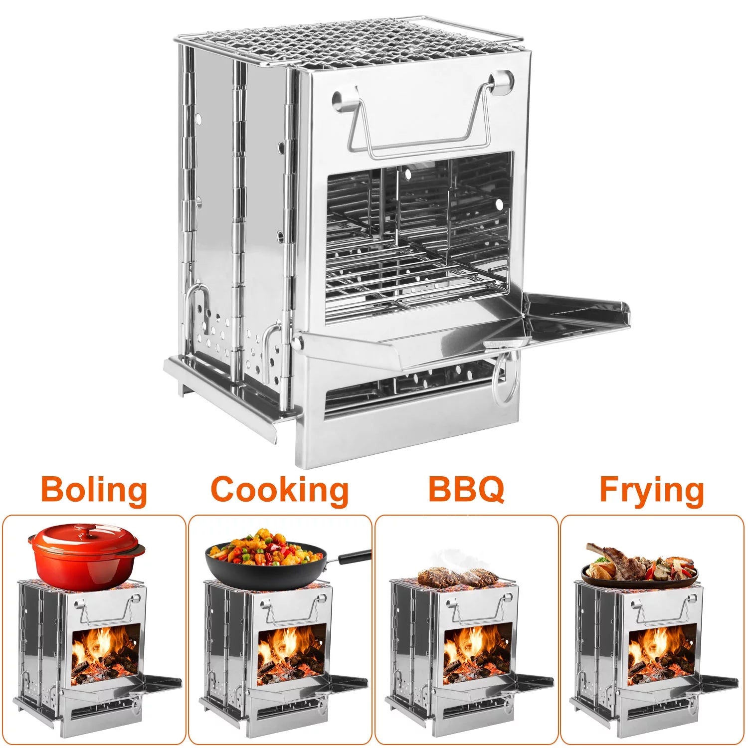 Folding Stainless Steel Camp Stove with Carry Bag M9020