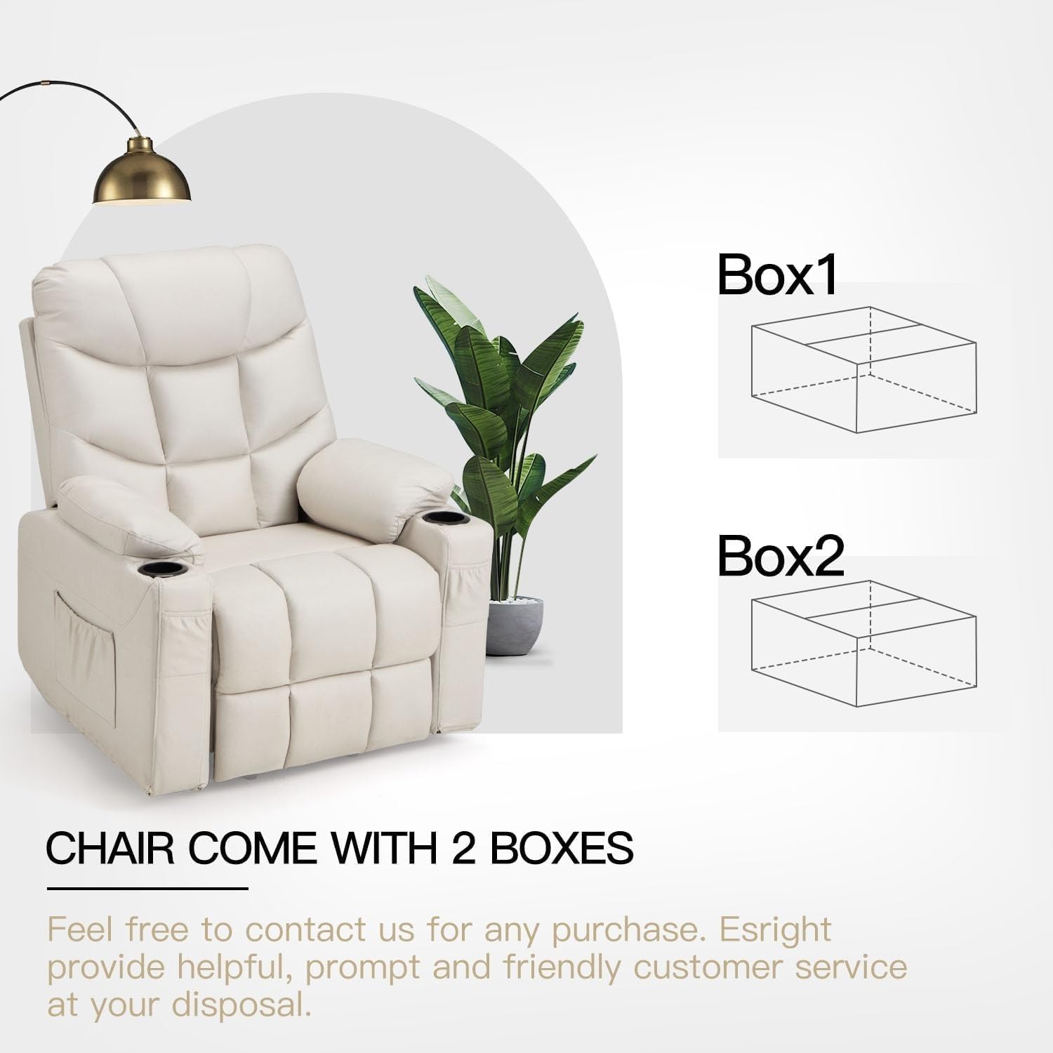 Dual Motor Power Lift Recliner Chair with Massage and Heat, Cup Holders Side Pockets N753950