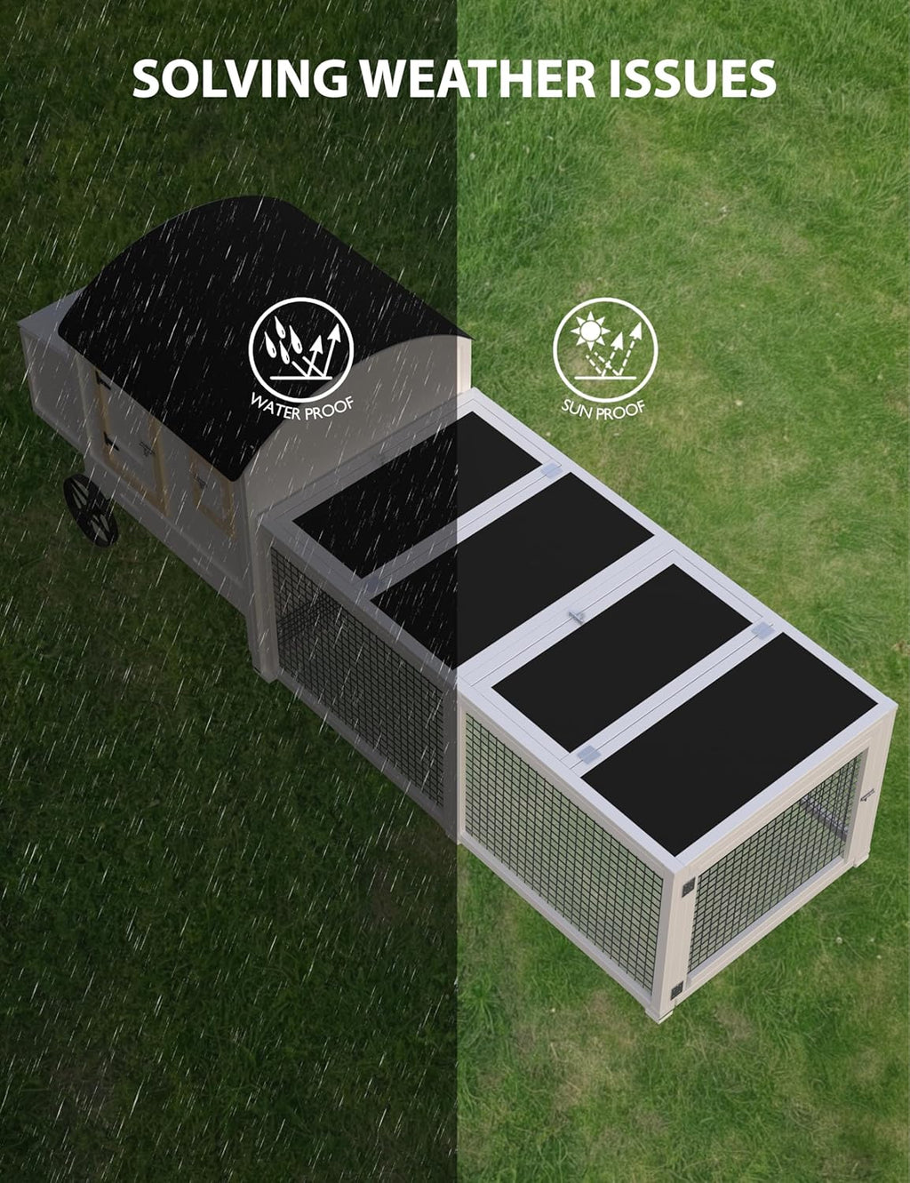White Wooden Chicken Coop with Run M91547
