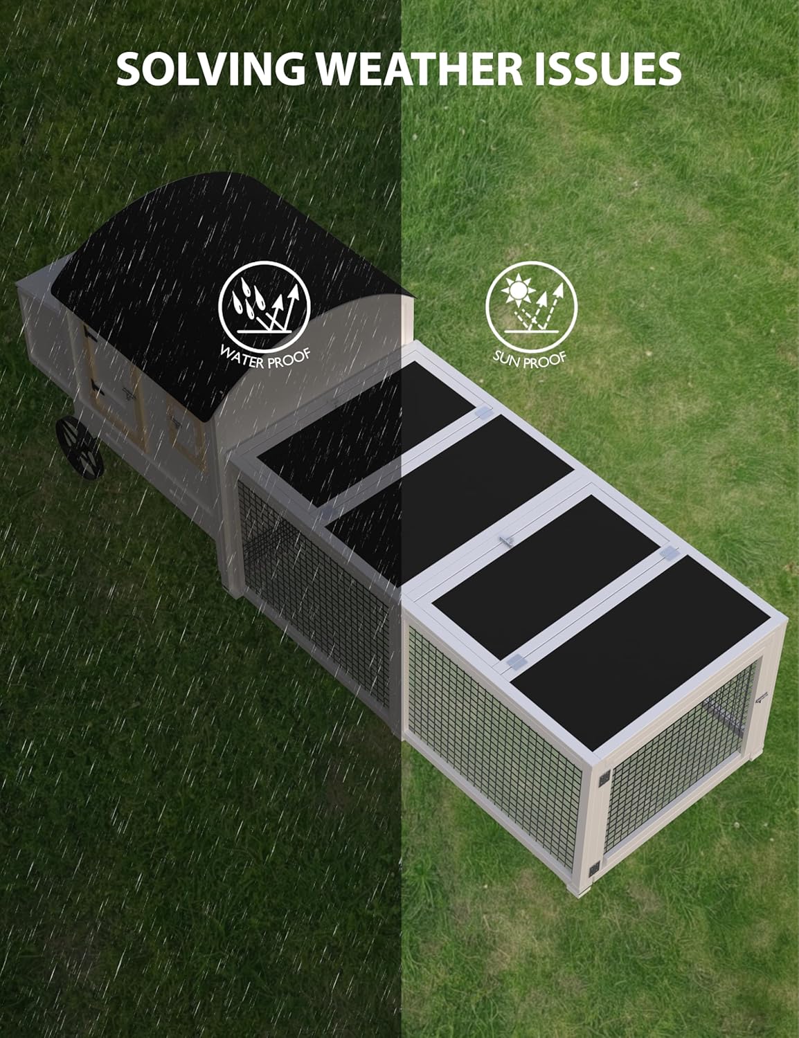 White Wooden Chicken Coop with Run M91547