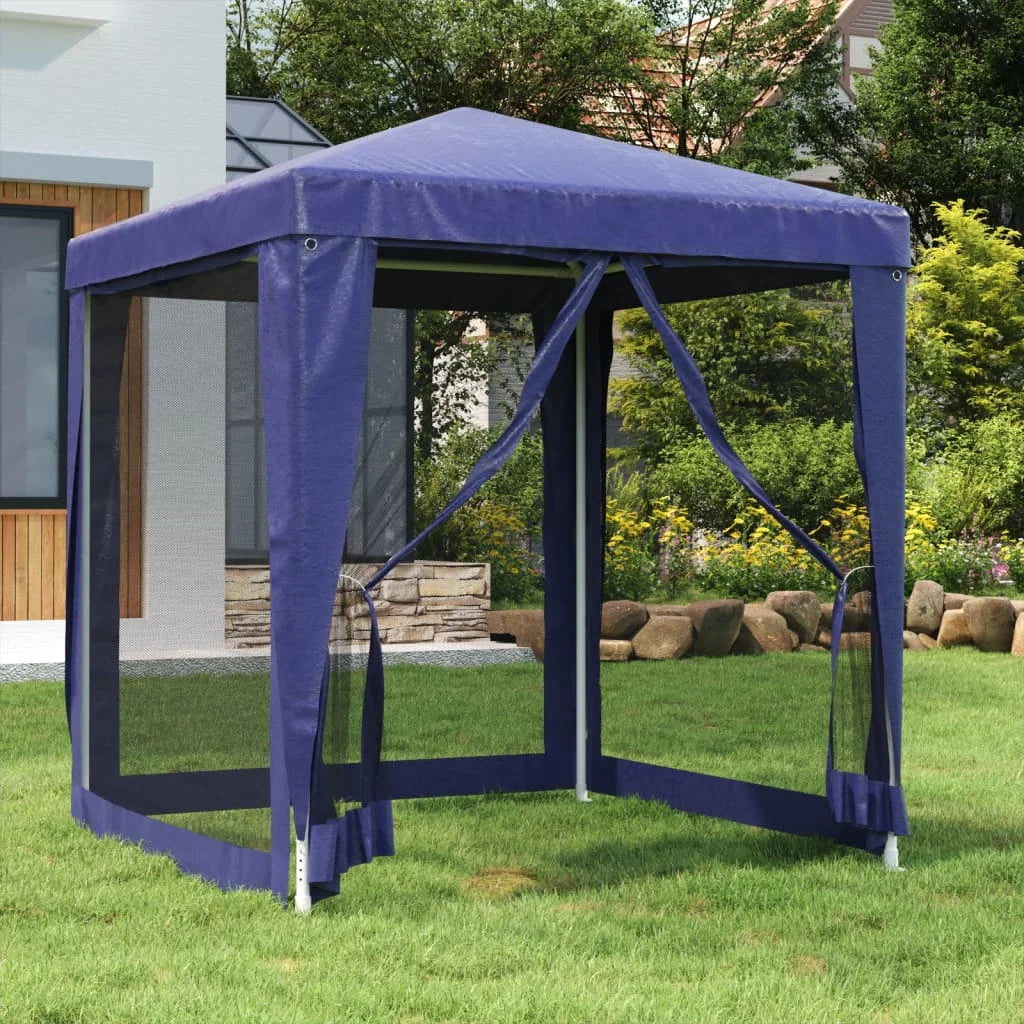 Blue 6.6'x6.6' HDPE Party Tent with 4 Mesh Sidewalls C405
