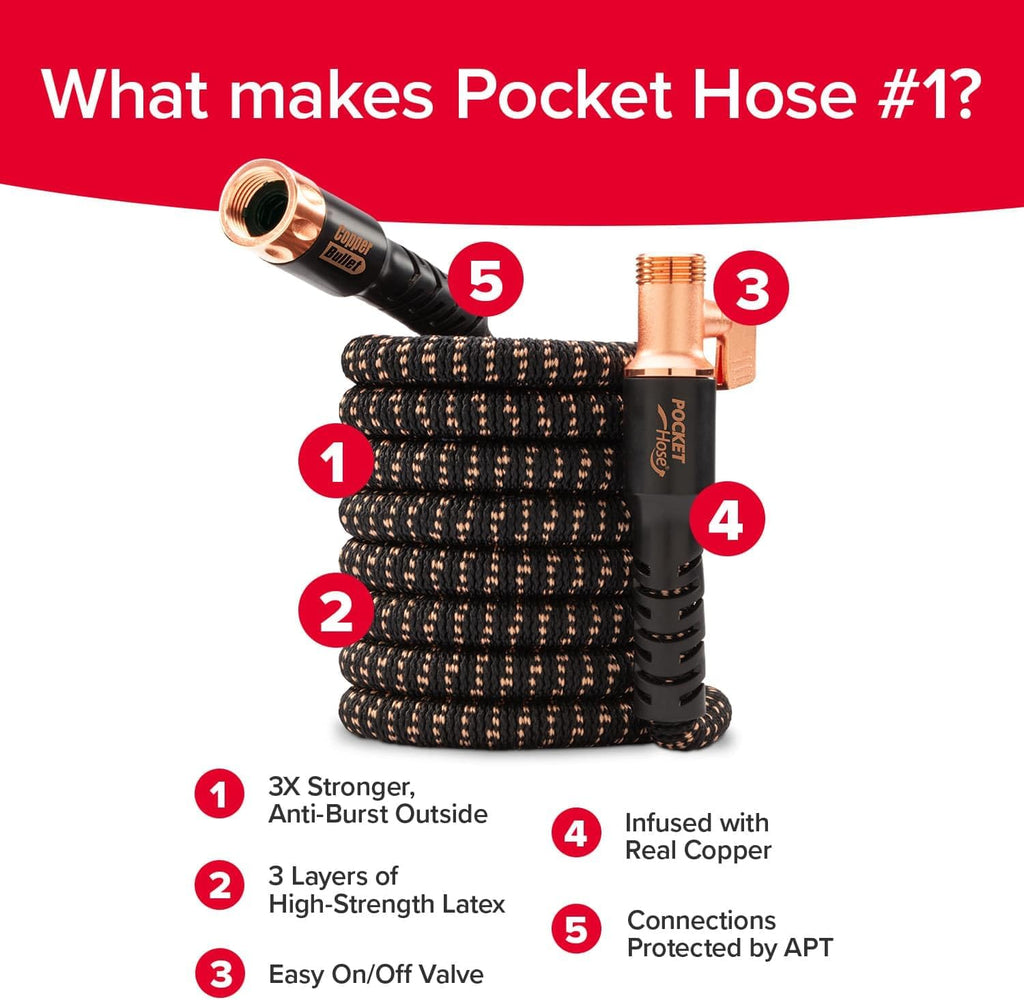 25 FT 3/4 in Expandable Garden Hose with Thumb Spray Nozzle X7365
