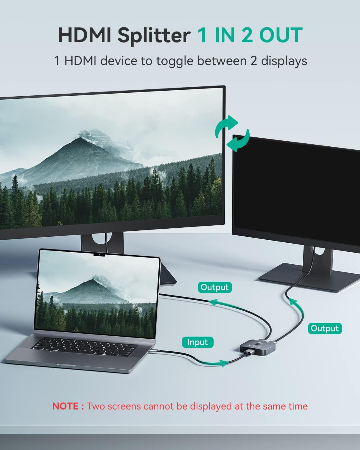 HDMI 2.1 Switch, 8K HDMI Switcher Splitter Bi-Directional 2 in 1 Out, 48Gbps Aluminum Ultra HD HDMI Hub E57329