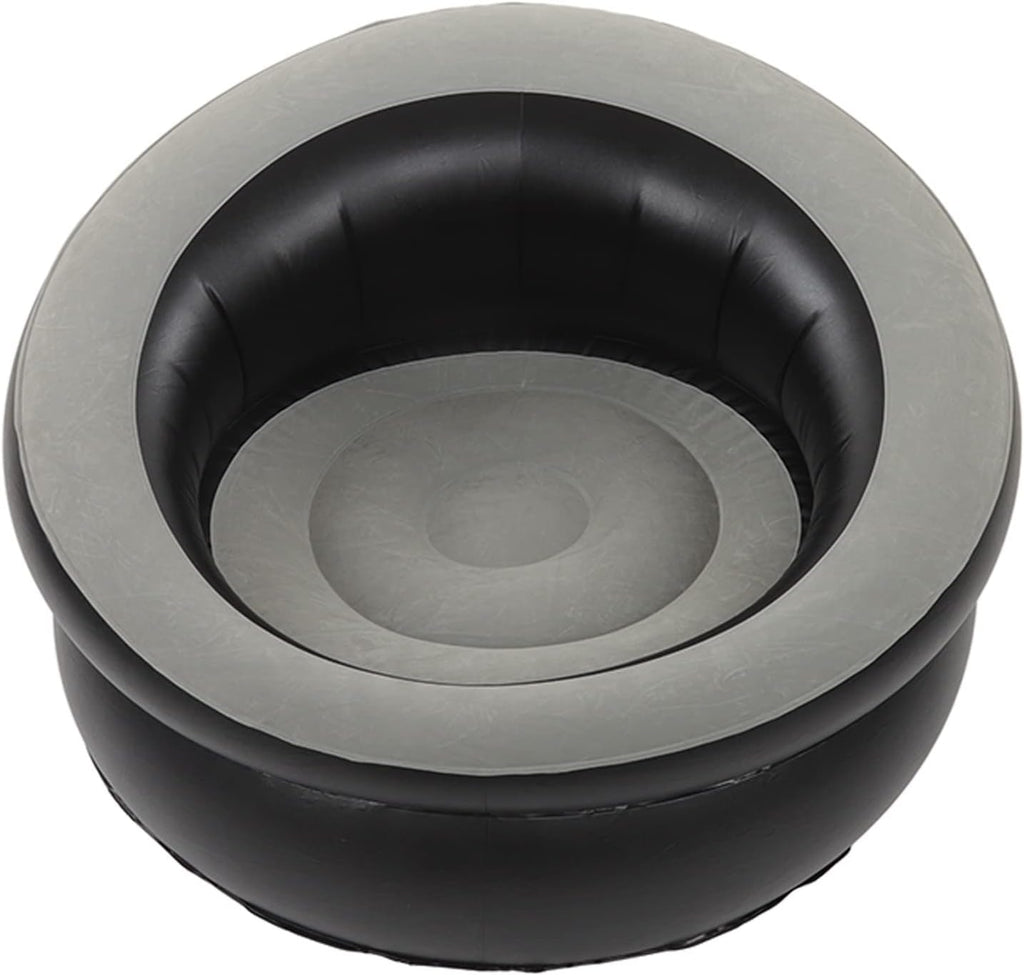 Inflatable Leisure Sofa Flocking Couch Air Chaise Lounge Grey K94470