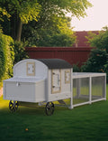 White Wooden Chicken Coop with Run M91547